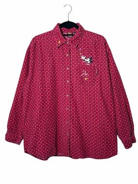 Vintage 90s Mickey Unlimited Corduroy Button Down Shirt Embroidered Mickey XL